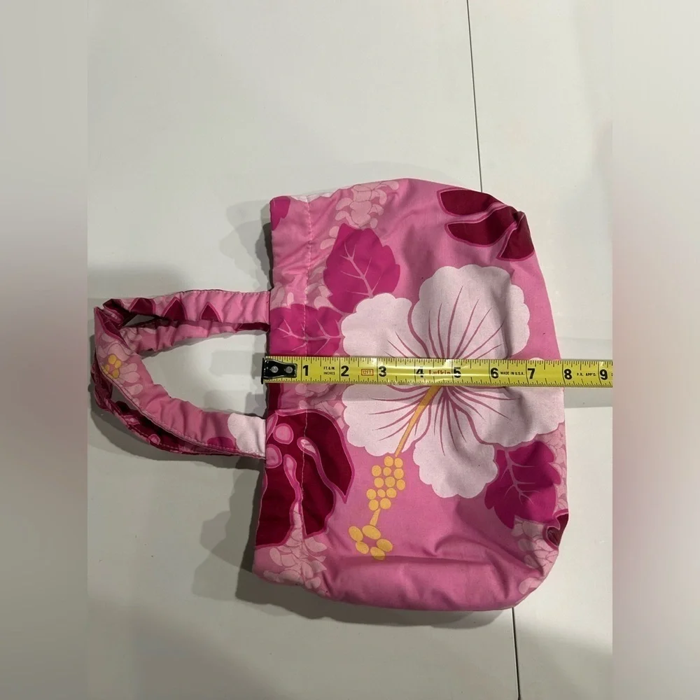 Hawaii Pink Flowers Bag About 12” Long with Pockets for Cosmetics